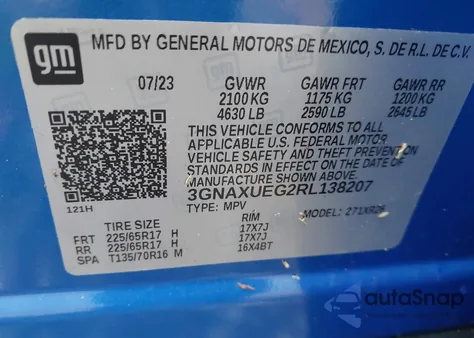 2024 Chevrolet Equinox Awd Lt из США, поврежденный, VIN 3GNAXUEG2RL138207